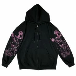 Yoursblack Spring Sale Embroidered Skull Hooded Jacket