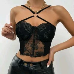 Yoursblack Cutout See-Through Crop Tops