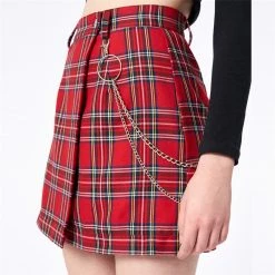Yoursblack New In Jun Chain Plaid Skirt