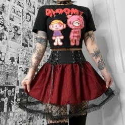 Yoursblack New In May Lace See-Through Drawstring Skirt