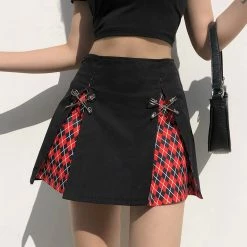Yoursblack Contrast Panel Short Skirt New In Jun