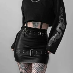 Yoursblack Double Belt PU Mini Skirt New In Jun