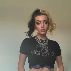 Yoursblack Spider Crop T-Shirt New In Jun