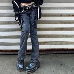 Yoursblack Straps Low Waist Demin Pants New In Jun