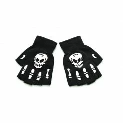 Yoursblack Skull Half Finger Gloves With Luminous Accessory
