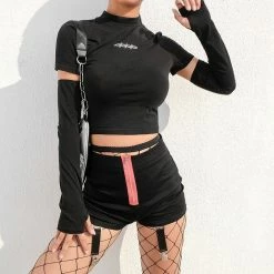 Yoursblack Detachable Crop T-Shirt