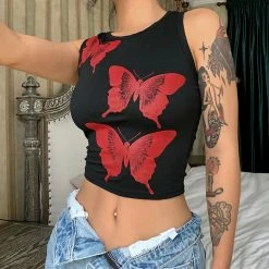 Yoursblack Butterfly Crop Vest New In Jun