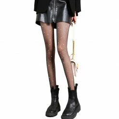 Yoursblack New In Jun Rhinestone Fishnet Stockings