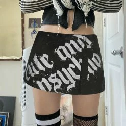 Yoursblack Letter Print Mini Skirt