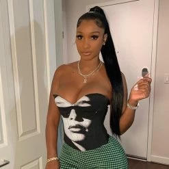 Yoursblack Face Printed Crop Tops New In May