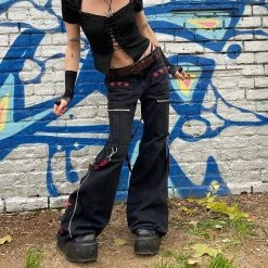 Yoursblack Ribbon Pentagram Wide Leg Pants