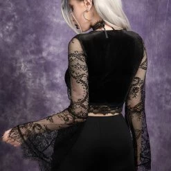 Yoursblack Lace Long Sleeve Cropprd Tops New In Jun