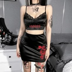 Yoursblack Gothic Embroidery 2 PCS Dress Set New In May