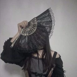 Yoursblack Dark Gothic Lace Fan