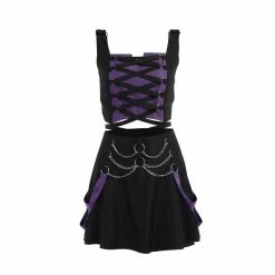 Yoursblack Black Purple Stitching 2 PCS Dress Set New In May