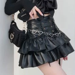 Yoursblack BOTTOMS Cake PU Skirt