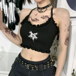 Yoursblack TOPS Electrocuted Pentagram Crop Top