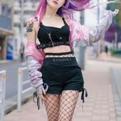 Yoursblack Paneled Suspender Crop Top New In Jun