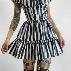 Yoursblack Off-The-Shoulder Striped Dress New In Jun