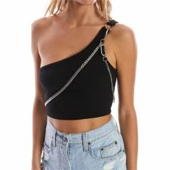 Yoursblack Asymmetrical One-Shoulder Chain Vest New In May 9 Yoursblack Asymmetrical One-Shoulder Chain Vest New In May