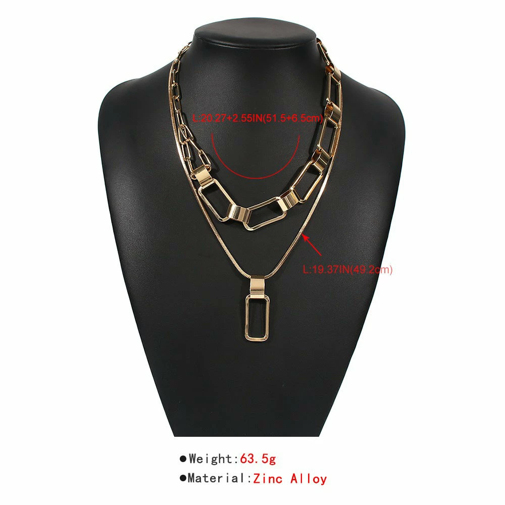 Yoursblack Multilayer Lock Necklace 3 Yoursblack Multilayer Lock Necklace