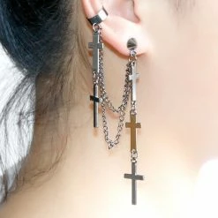 Yoursblack Cross Tassel Earrings Accessory