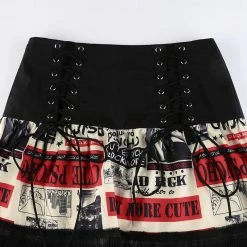 Yoursblack Dark Punk Print Lace-up Skirt NEWS 7 Yoursblack Dark Punk Print Lace-up Skirt NEWS