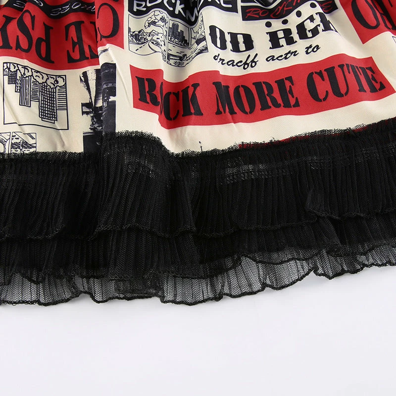 Yoursblack Dark Punk Print Lace-up Skirt NEWS 4 Yoursblack Dark Punk Print Lace-up Skirt NEWS