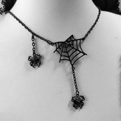 Yoursblack Dark Gothic Bloody Spider Web Necklace NEWS