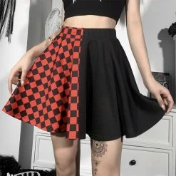 Yoursblack New In Jun Plaid Paneled Skirt