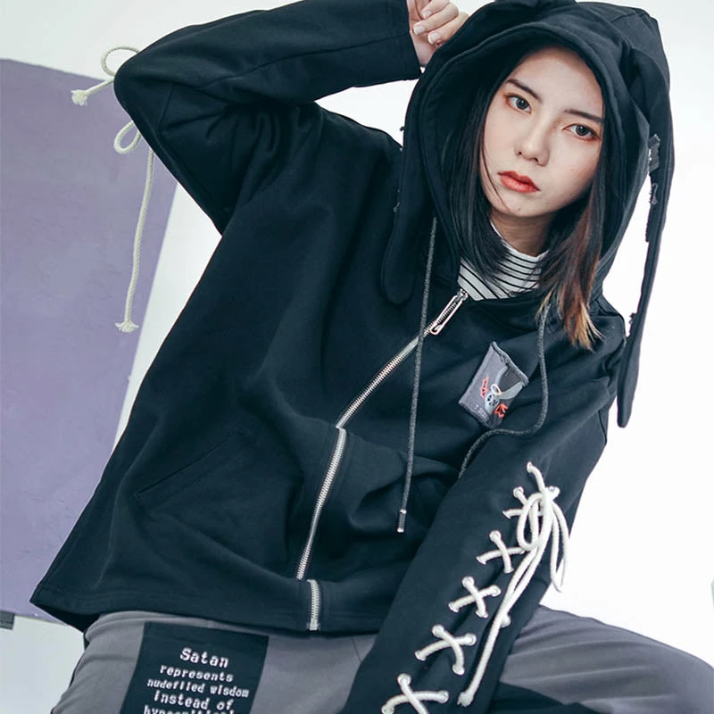 Yoursblack "Devil Rabbit" Rabbit Ear Hoodie 5 Yoursblack "Devil Rabbit" Rabbit Ear Hoodie