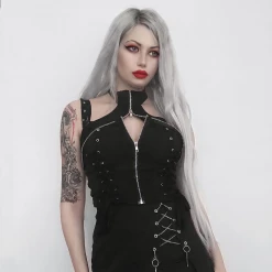 Yoursblack TOPS Goth Lace-Up Sleeveless Tank Top
