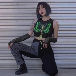 Yoursblack Fluorescent Green Lace-Up Tank Top