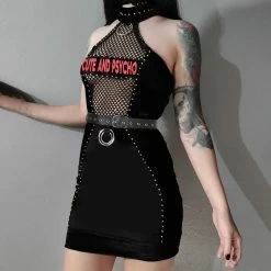 Yoursblack New In May Mesh Belt Halterneck Dress