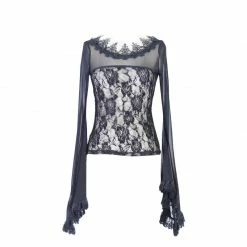 Yoursblack Rose Lace Horn Sleeves Top NEWS