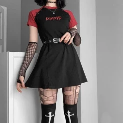 Yoursblack Gothic Letter Embroidery A-Line T-Shirt Dress Spring Sale