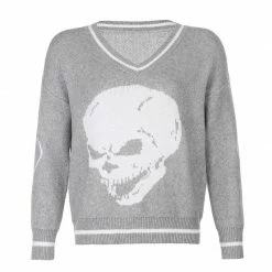 Yoursblack TOPS Skull V-neck Knitted Sweater