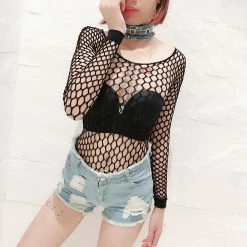 Yoursblack Hollow Fishnet Bottoming Top