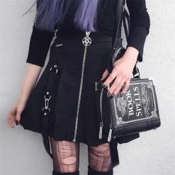 Yoursblack New In May Gothic Zip Strap Pleated Skirt