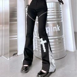 Yoursblack Dark Lace Cross Trousers NEWS