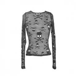Yoursblack Long Sleeve Top Skull Hollow Long Sleeve Shirt