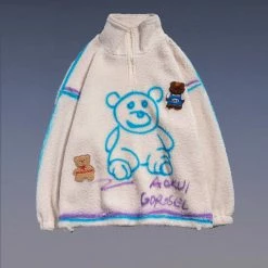 Yoursblack Bear Graffiti Plush Jacket Hoodie 8 Yoursblack Bear Graffiti Plush Jacket Hoodie