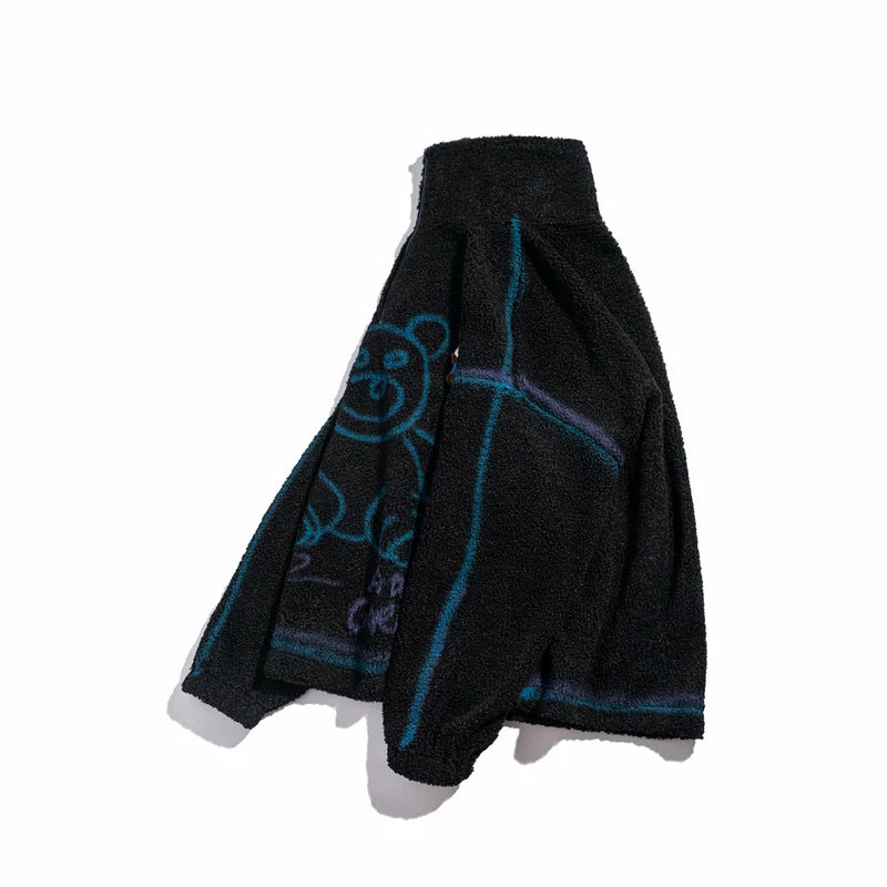 Yoursblack Bear Graffiti Plush Jacket Hoodie 5 Yoursblack Bear Graffiti Plush Jacket Hoodie