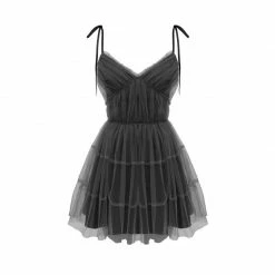 Yoursblack Gray Mesh Spaghetti Strap Mini Dress DRESSES
