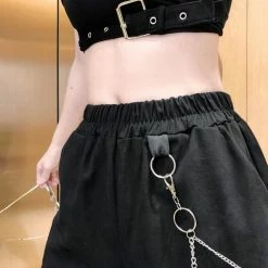 Yoursblack BOTTOMS Chained Cargo Pants With Pockets
