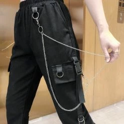 Yoursblack BOTTOMS Chained Cargo Pants With Pockets