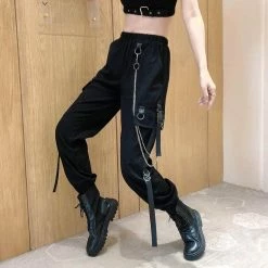 Yoursblack BOTTOMS Chained Cargo Pants With Pockets