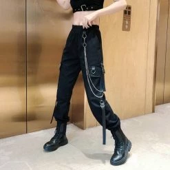 Yoursblack BOTTOMS Chained Cargo Pants With Pockets