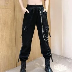 Yoursblack BOTTOMS Chained Cargo Pants With Pockets