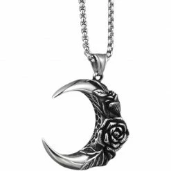 Yoursblack Crescent Rose Necklace